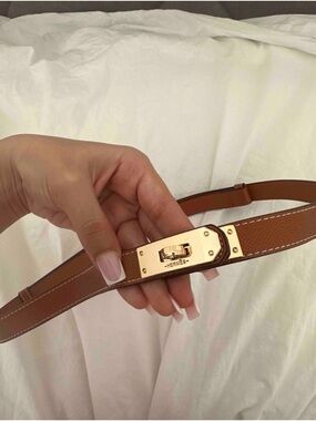 Hermes Brown Leather Belt with Gold Hardware